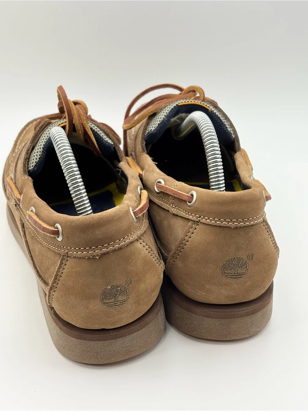 Timberland Men’s Tan Leather Upper Moc Toe Boat Shoes Size 8.5M
